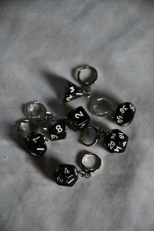 7 Piece (Glittery black with white ink)