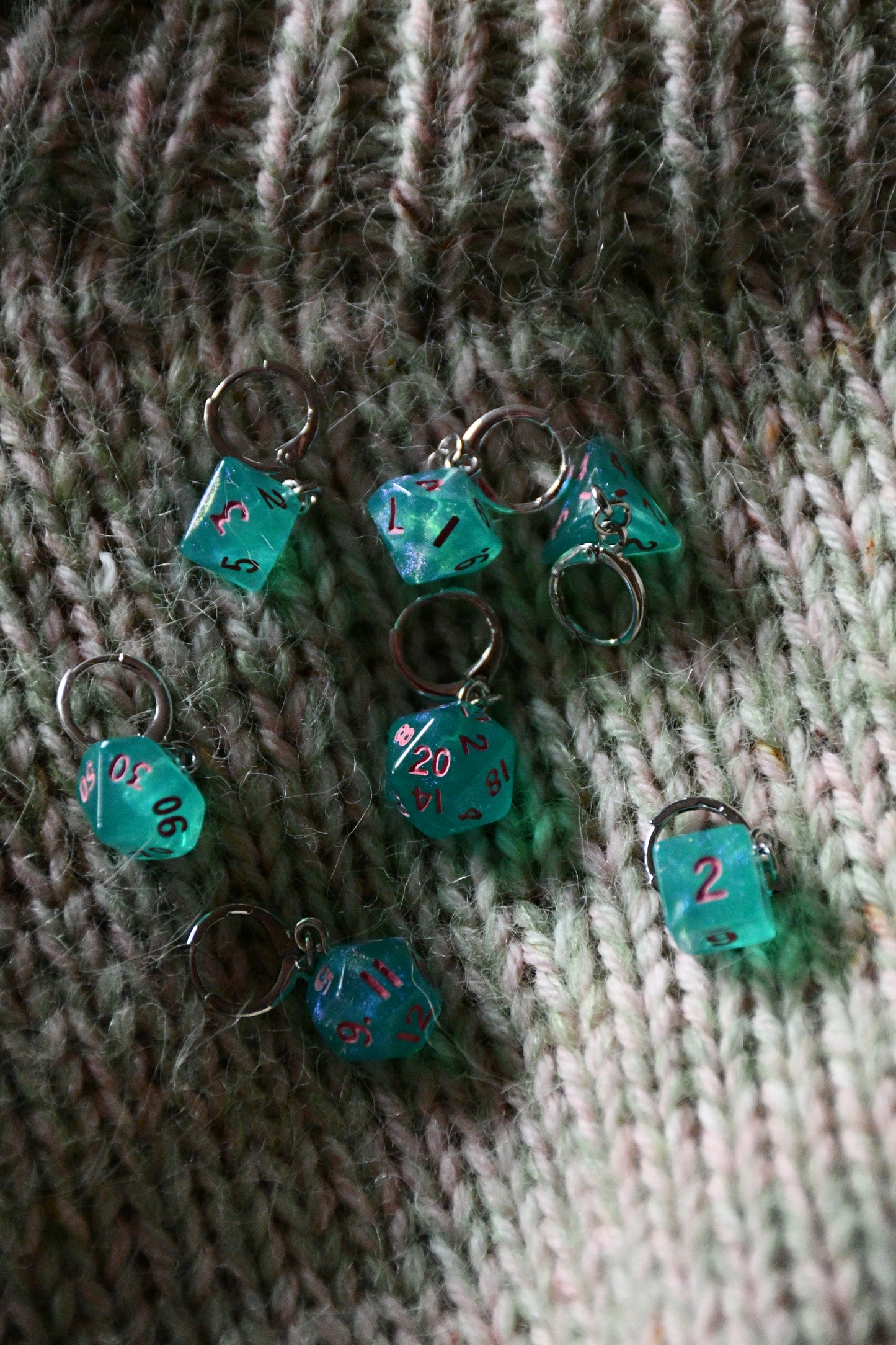 7 Piece (Shimmery teal with pink ink)