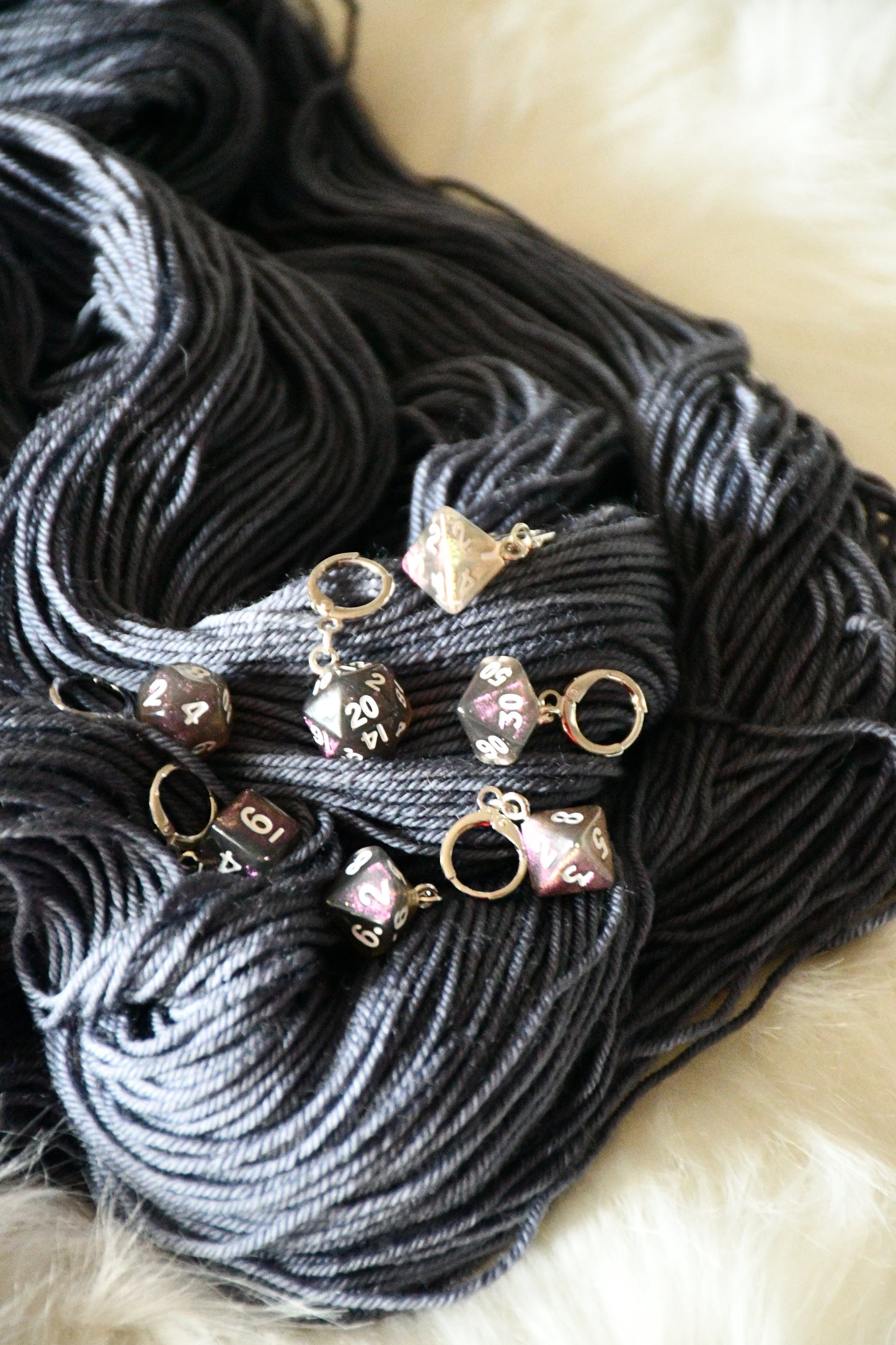 7 Piece (Shimmery Purple/Grey with white ink)