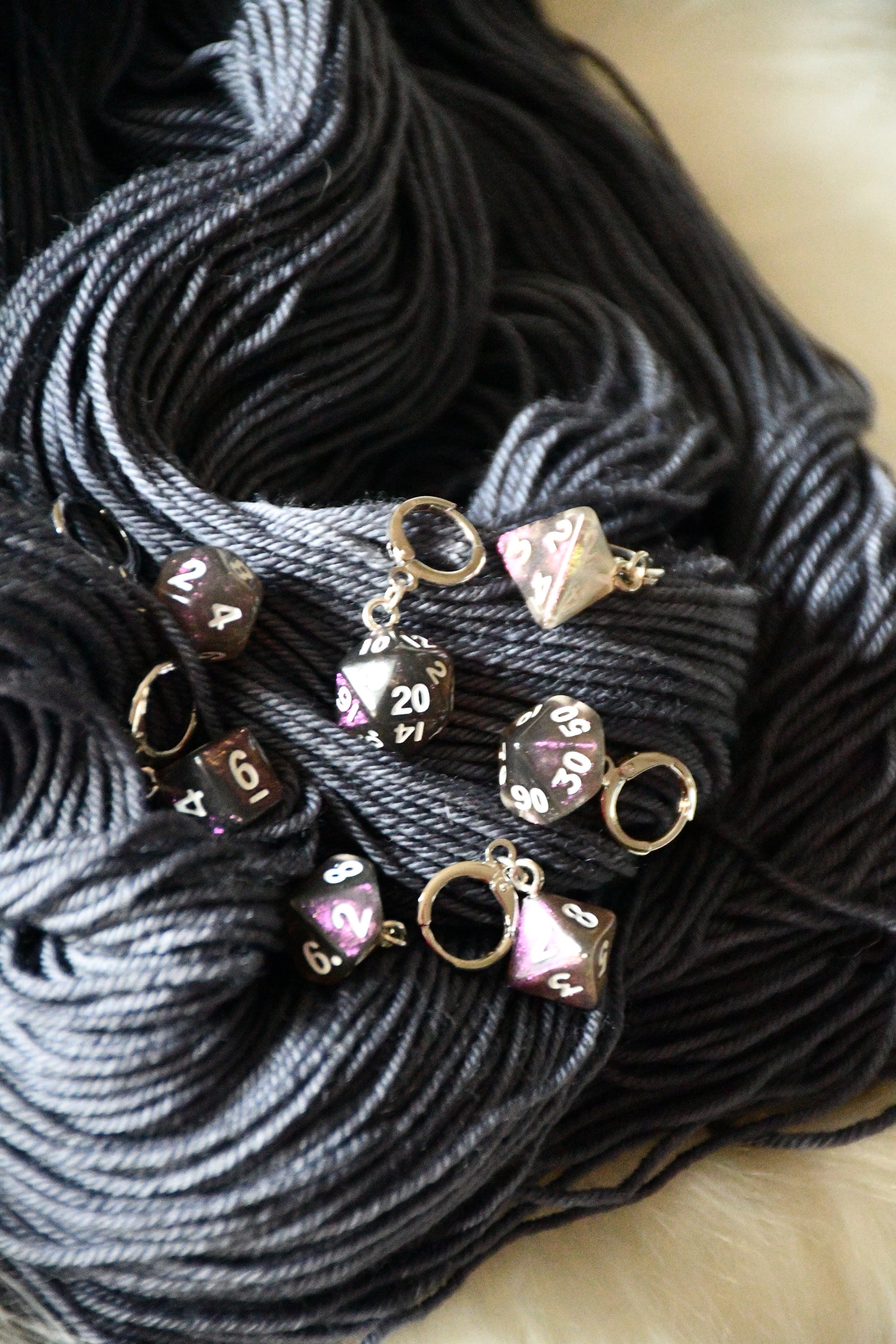 7 Piece (Shimmery Purple/Grey with white ink)