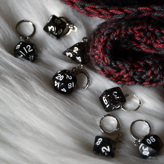 7 Piece (Glittery black with white ink)